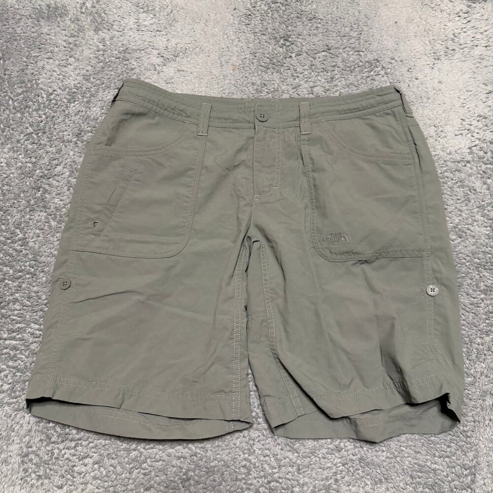 The North Face Horizon Shorts Womens 10 Hiking Roll Up Cuffs Green Gray